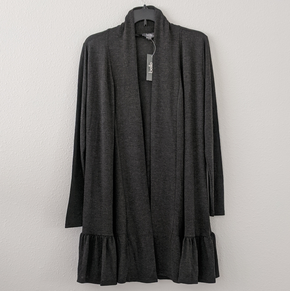 NWT Belle long sleeve heather charcoal cardigan